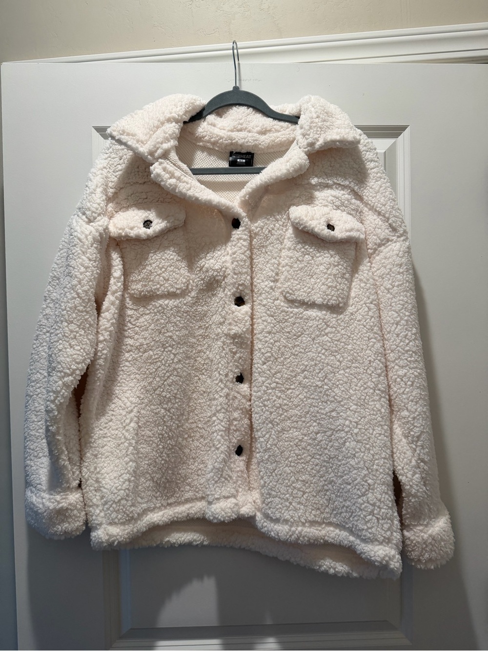 32 Degrees White Sherpa Button-Up Jacket